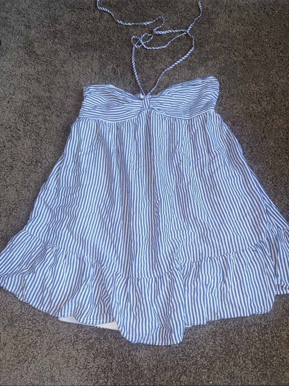 Andree by unit white and blue striped halter dress
